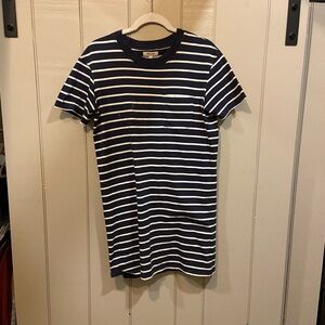 Madewell Navy and White Striped T-Shirt Dress